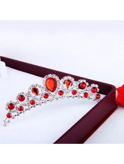 Beauitful Rhinestiones and Red Zircons Wedding Tiara