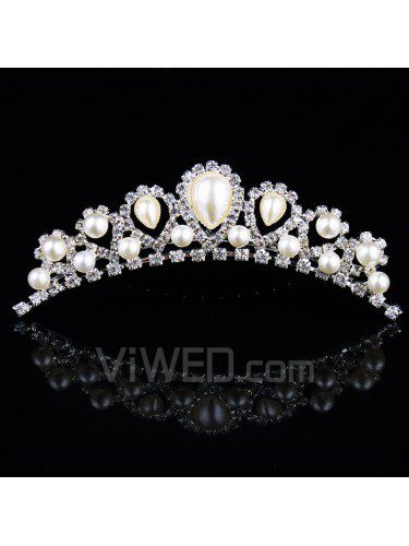 Perler og rhinestiones bryllup brude tiara