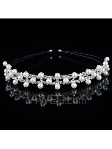 Aleación beauitful con perlas y rhinestiones tiara nupcial