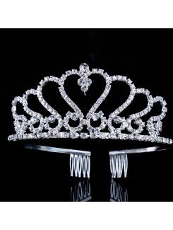 Gorgeous Alloy with Zircons and Rhinestiones Wedding Tiara