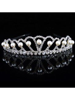 Underbara legering med rhinestiones och pärla bröllop tiara