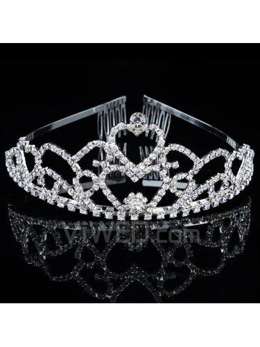 Liga com strass e cristais de zircão de noiva tiara