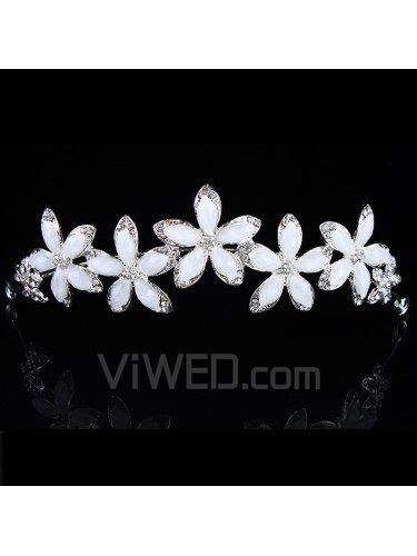Beauitful Alloy with Zircons and Rhinestiones Wedding Tiara (Two Colors)