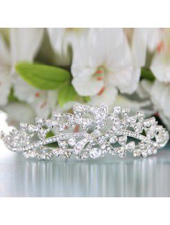 Aleación con circones y diamantes de imitación boda nupcial tiara