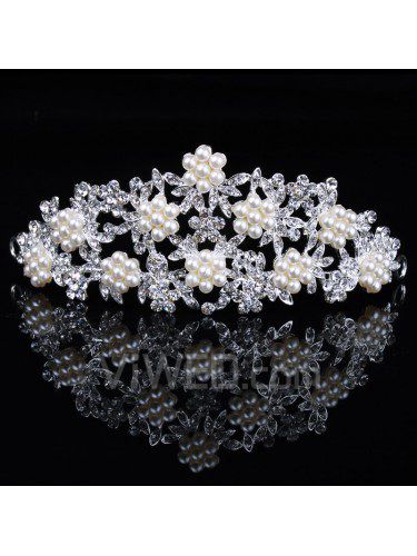 Nydelig legering med perler og rhinestiones bryllup brude tiara