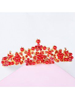 Alloy with Pearls and Rhinestones Flowers Bridal Tiara (Two Colors)
