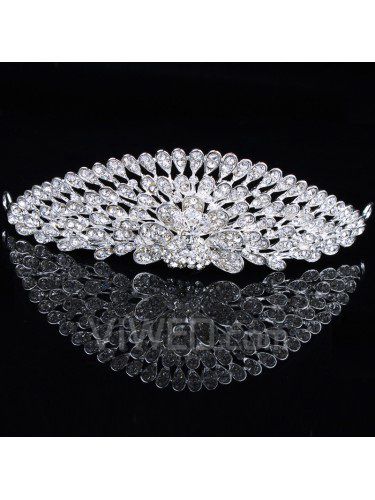 Aleación de pavos reales con diamantes de imitación boda nupcial tiara