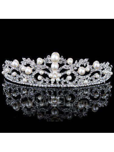 Beauitful perlas y diamantes de imitación boda nupcial tiara