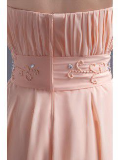 Chiffon Strapless Corset Knee Length Sash and Embroidered Cocktail Dress