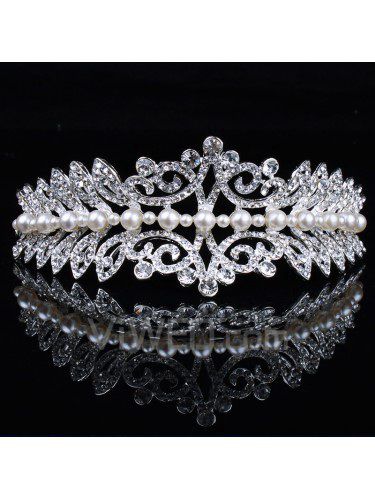 Beauitful metalliseos helmiä ja strassit häät morsiamen tiara