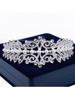 Beauitful Alloy with Pearls and Rhinestones Wedding Bridal Tiara