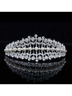 Alloy with Pearls and Rhinestones Flowers Wedding Tiara