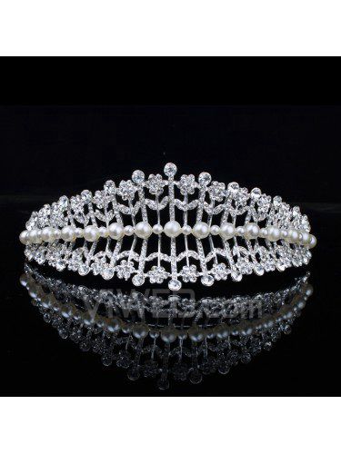 Aleación con perlas y diamantes de imitación tiara de flores de la boda