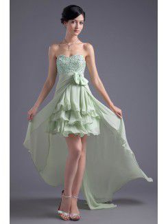 Chiffon Sweetheart Sheath Short Bow and Embroidered Cocktail Dress