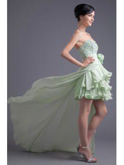 Chiffon Sweetheart Sheath Short Bow and Embroidered Cocktail Dress