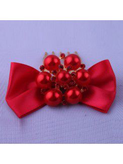 Red Bowknot and Alloy with Rhinestone Wedding Headpiece