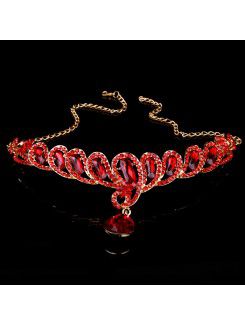 Beauitful Rhinestiones and Red Zircons Wedding Bridal Headpiece