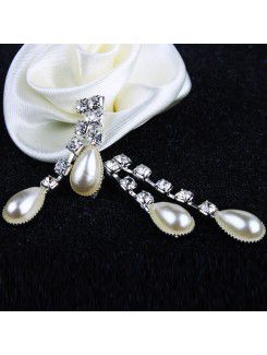 Fashion Wedding Jewelry Set,Including Flower Pearls Neckelace and Earrings with Rhinestones