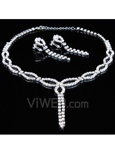 Lysande legering med strass bröllop smycken set , inklusive örhängen och halsband