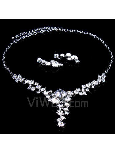 Beauitful liga com strass casamento conjunto de jóias , incluindo brincos e colar ( duas cores disponíveis)