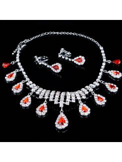 Brillante aleación con diamantes de imitación de la joyería de la boda , incluyendo aretes y collar