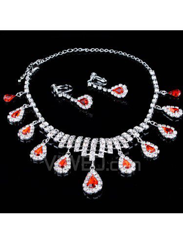 Brillante aleación con diamantes de imitación de la joyería de la boda , incluyendo aretes y collar