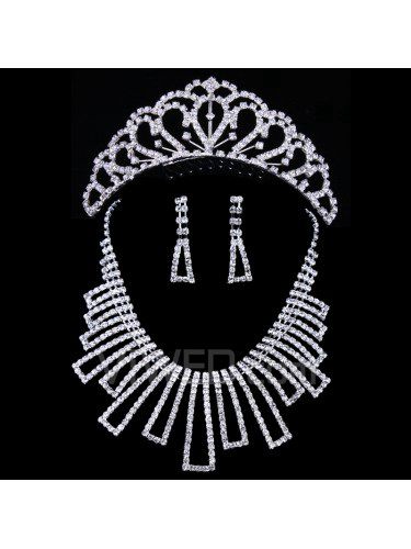 Shining Wedding Jewelry Set,Including Alloy with Rhinestones Earrings,Necklace and Combs