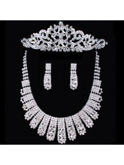 Aleación beauitful con diamantes de imitación de la joyería de la boda , incluyendo aretes y collar , tiara