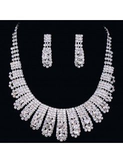 Beauitful Alloy with Rhinestones Wedding Jewelry Set, Including Earrings and Necklace,Tiara