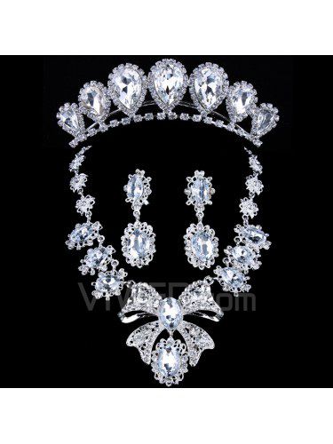 Luksuriøse rhinestones bryllup smykker sæt , herunder halskæde , øreringe og medaljon