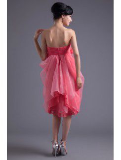 Chiffon Sweetheart Column Knee-Length Hand-made Flower Cocktail Dress