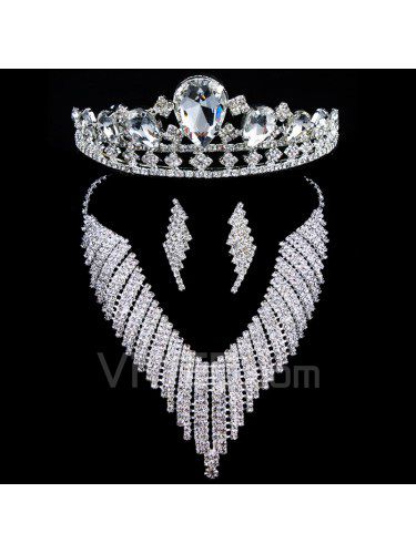 Luksuriøse skinnende legering med rhinestones bryllup smykker sæt , herunder halskæde , øreringe og medaljon