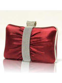 Satin Handbag with Rhinestone for Evening Party or Wedding H-721