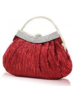 Satin Evening Handbag/Clutche with Diamonds H-6554