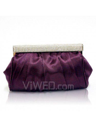 Satin Wedding or Evening Handbag with Rhinestone H-7147