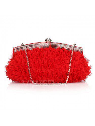 Satin and Tulle Shell Evening Handbag/Clutche with Diamonds H-368