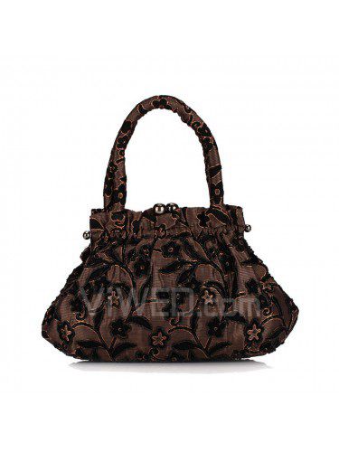 Silk Embroidery Flower Bead Handbag/Clutche H-8308