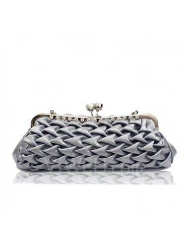 Satin Gray Handbag/Clutche with Diamonds H-365