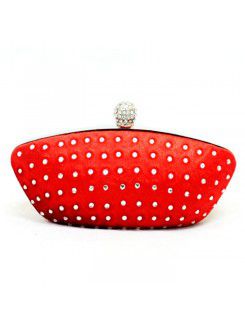 Velvet Red Boat Handbag with Diamonds H-6602