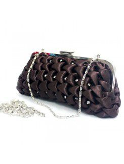 Satin Evening Handbag with Diamonds H-366