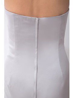 Satin Scoop Sheath Short Gathered Ruched Cocktail Dress