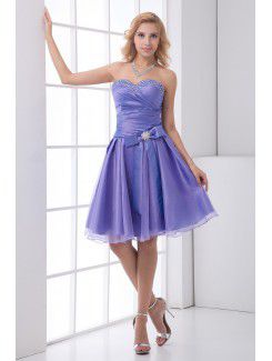 Organza Sweetheart Sheath Knee Lnegth Bow and Sequins Cocktail Dress