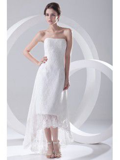 Lace Strapless A-line Tea-Length Cocktail Dress