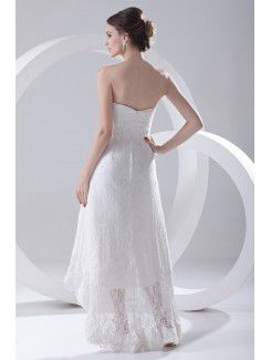 Lace Strapless A-line Tea-Length Cocktail Dress