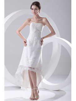 Lace stroppeløs a-line ankel-lengde cocktail kjole