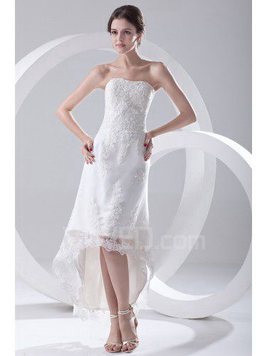 Lace stroppeløs a-line ankel-lengde cocktail kjole