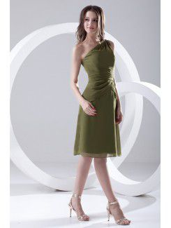 Chiffon Asymmetrical Column Knee-Length Cocktail Dress