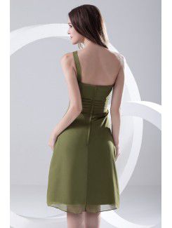 Chiffon Asymmetrical Column Knee-Length Cocktail Dress