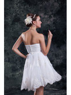 Organza Sweetheart Knee Length Sheath Embroidered Short Wedding Dress
