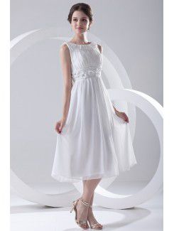 Chiffon Jewel A-line Tea-Length Embroidered Cocktail Dress